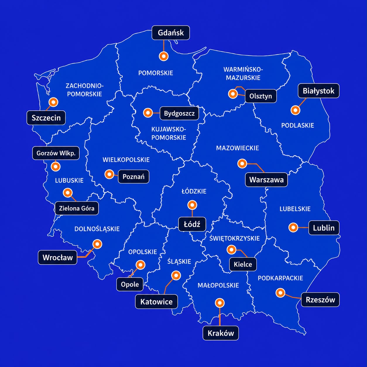 Mapa sprzedaży FOLKUL DRAIN na terenie Polski